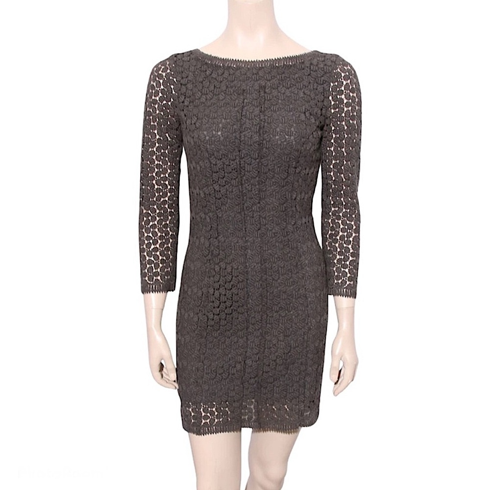 DVF Diane Von Furstenberg Caritan Long Sleeve Lace Crochet Mini Dress Evening